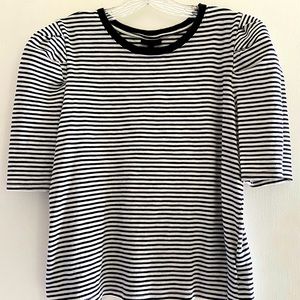 DONATING SOON Who What Wear Puffy Sleeve Striped Crop Top